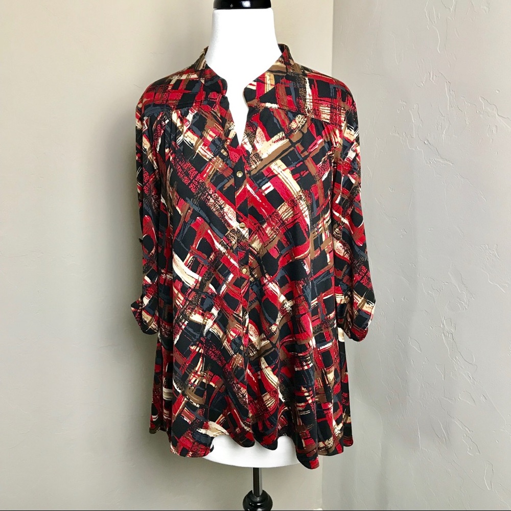 Bcbgmaxazria Button Front Printed Tunic - image 1
